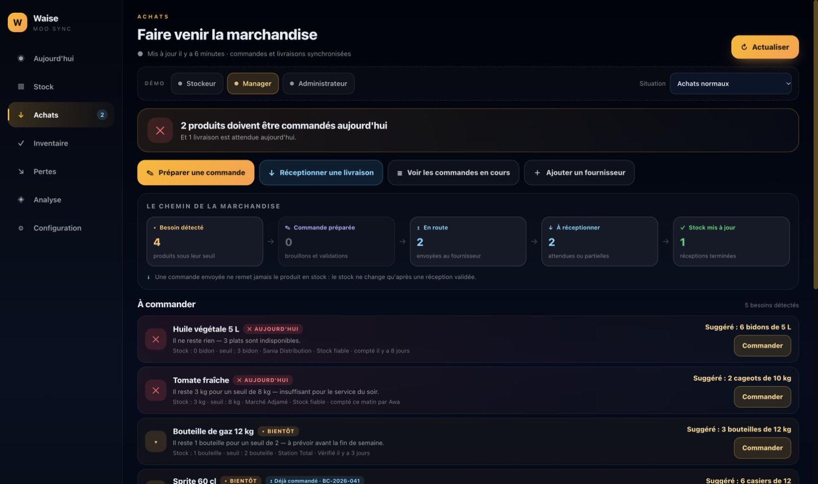 Liste des bons d'achat dans Waise